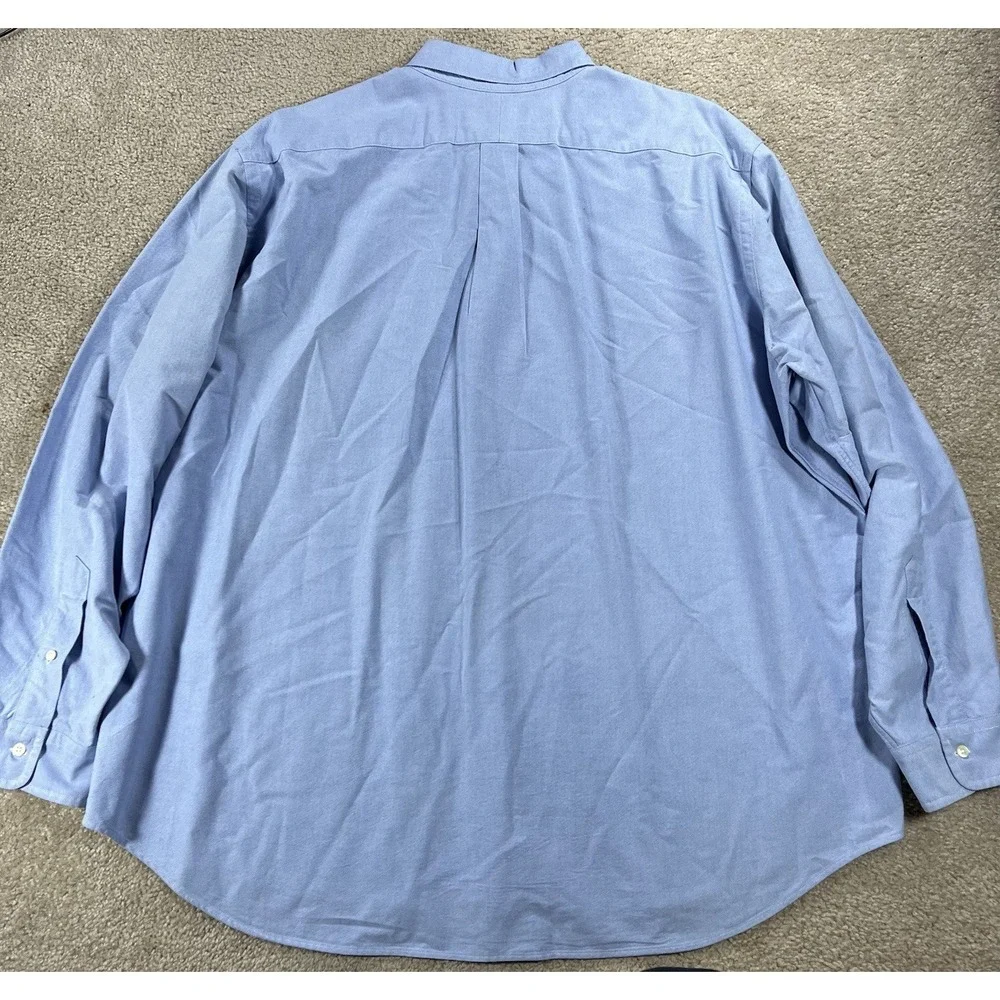 Ralph Lauren Slim‎ Fit Stretch Oxford Shirt Men 2XL Blue Long Sleeve Flesh Pony